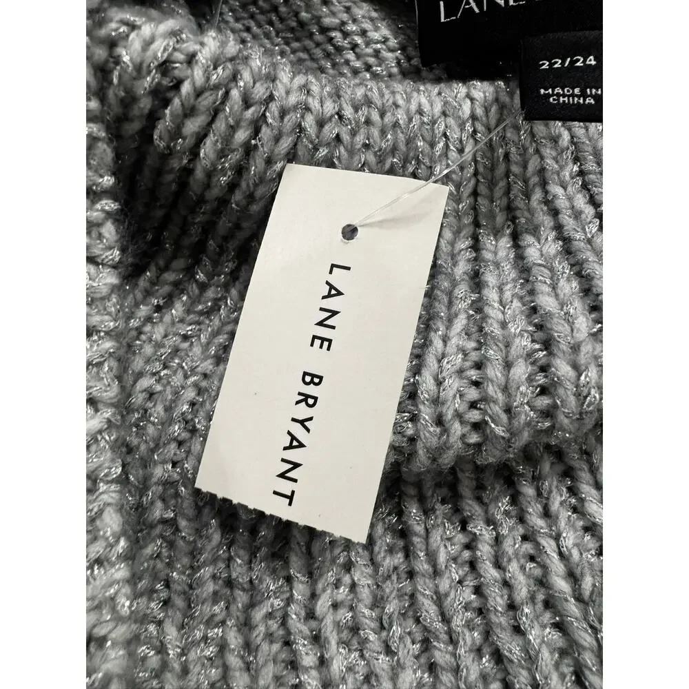 Lane Bryant NEW NWT Womens Plus Size 22/24 Metallic Gray Turtleneck Sweater